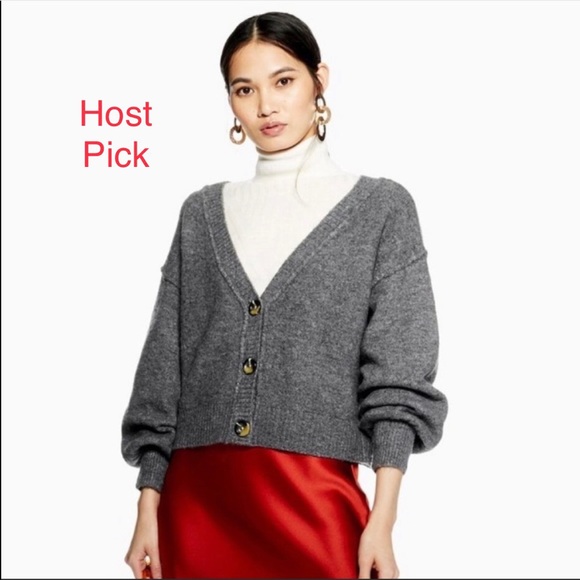 Topshop Sweaters - Topshop (small to large) horn button crop cardigan with balloon sleeves